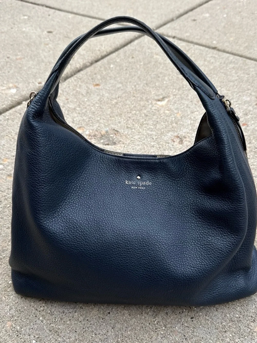 kate spade New York Navy Pebbled Leather Hobo Bag